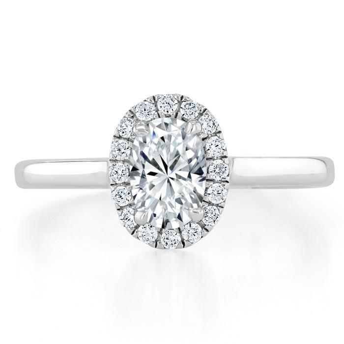 0.75 CT Oval Cut Halo Moissanite Engagement Ring 1