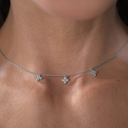 0.48 CT Round Shape Moissanite Clover Necklace