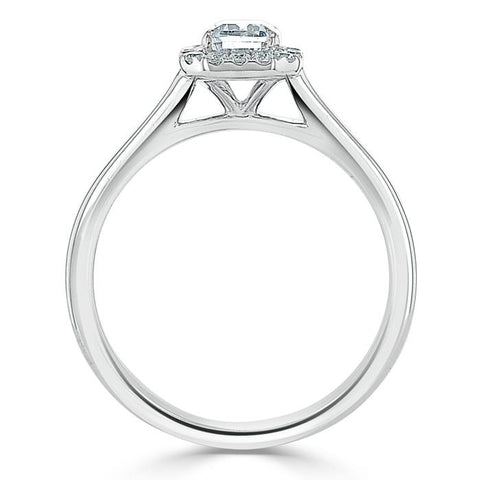 0.75 CT Emerald Cut Halo Moissanite Engagement Ring 4