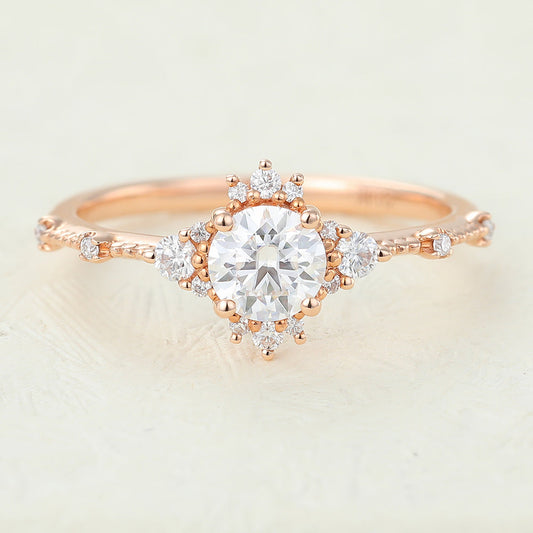 Round Cluster Lab-Grown Diamond Engagement Ring