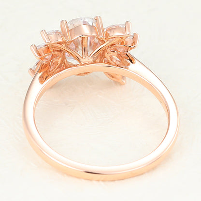 Oval Cluster Lab-Grown Diamond Engagement Ring