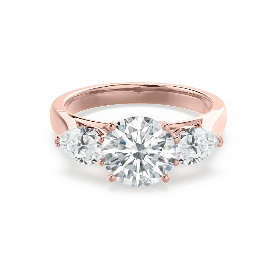 Round Three Stone Lab Grown Diamond Engagement Ring