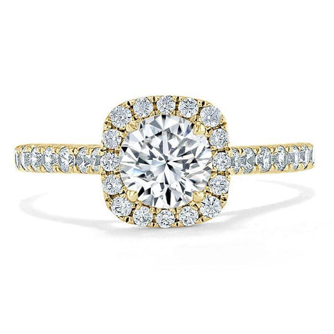 0.75 CT Round Cut Halo Pave Moissanite Engagement Ring 6