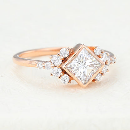 Princess Bezel & Cluster Lab-Grown Diamond Engagement Ring