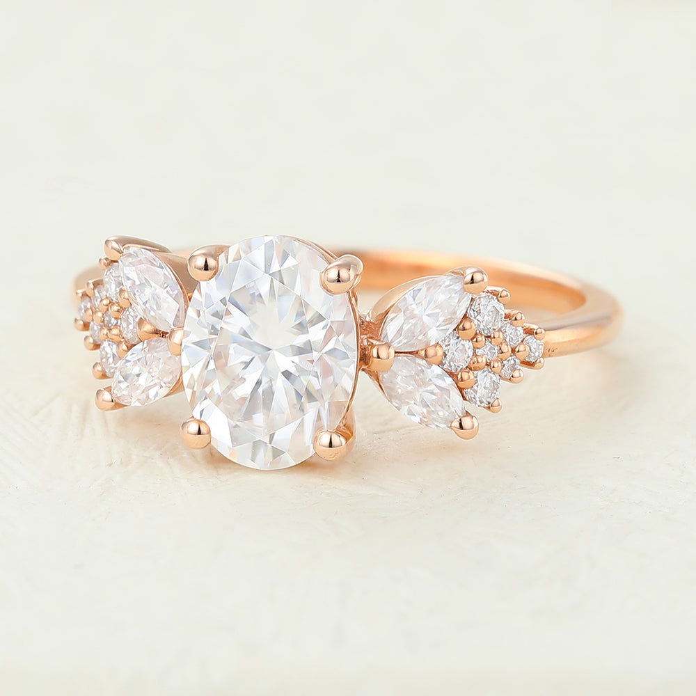 Oval Cluster Lab-Grown Diamond Engagement Ring