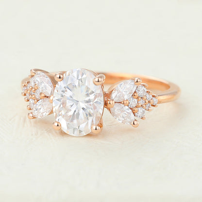 Oval Cluster Lab-Grown Diamond Engagement Ring
