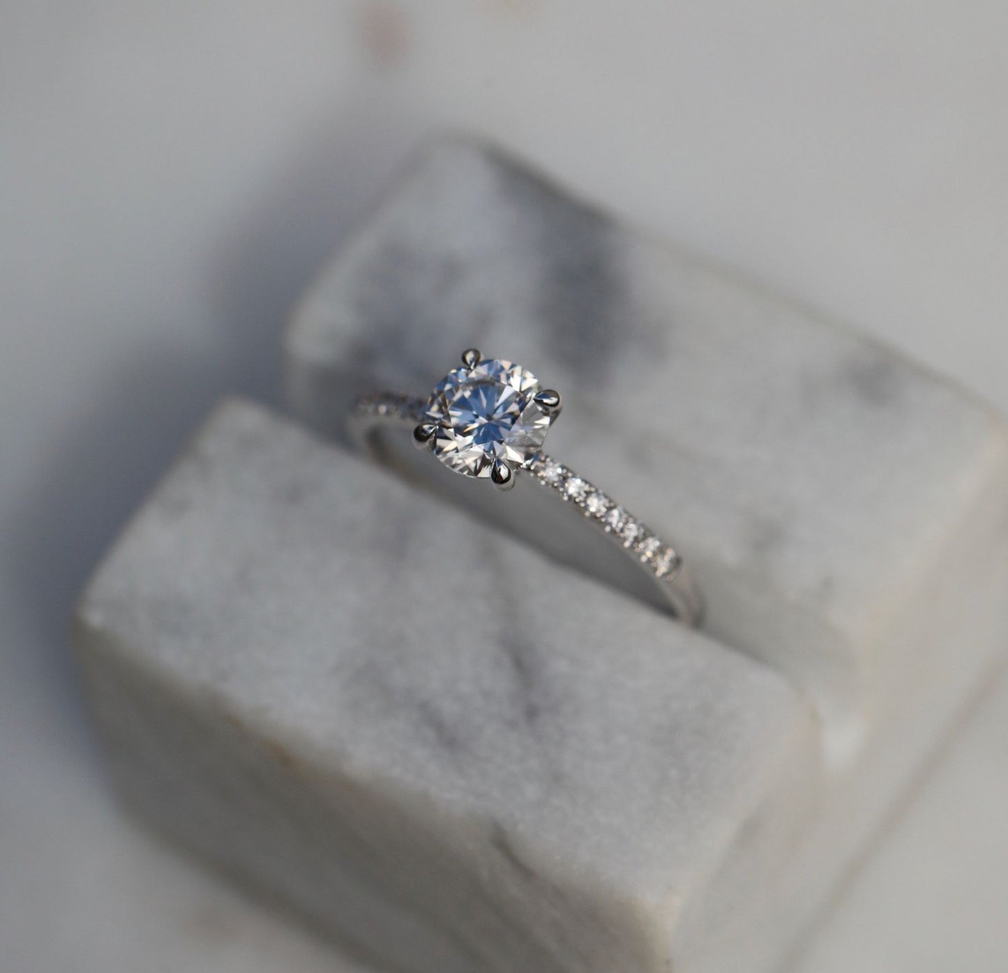 Round Cut Pave Lab Grown Diamond Engagement Ring