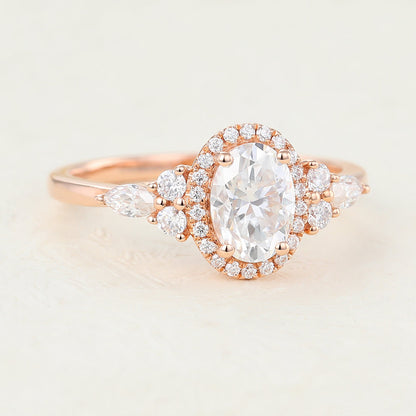 Oval Cluster Lab-Grown Diamond Engagement Ring