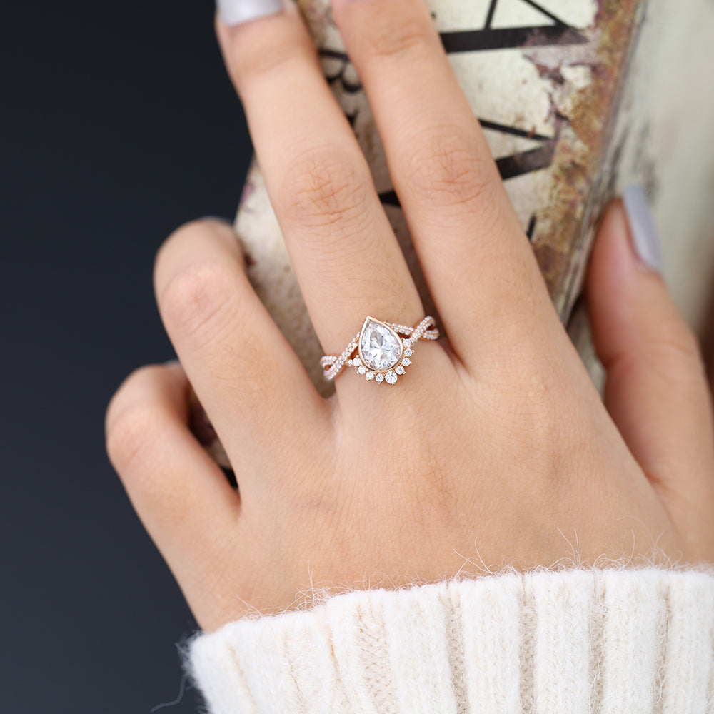 Pear Cluster & Bezel Lab-Grown Diamond Engagement Ring