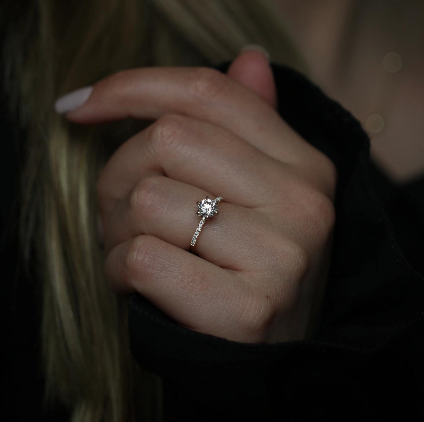 Round Cut Pave Lab Grown Diamond Engagement Ring