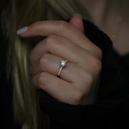 Round Cut Pave Lab Grown Diamond Engagement Ring