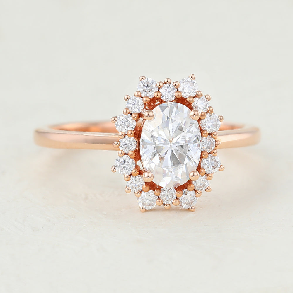 Oval Cluster Lab-Grown Diamond Engagement Ring