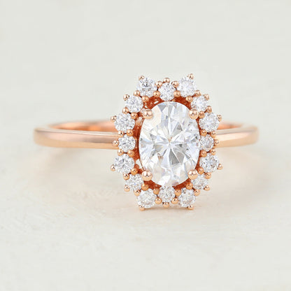 Oval Cluster Lab-Grown Diamond Engagement Ring