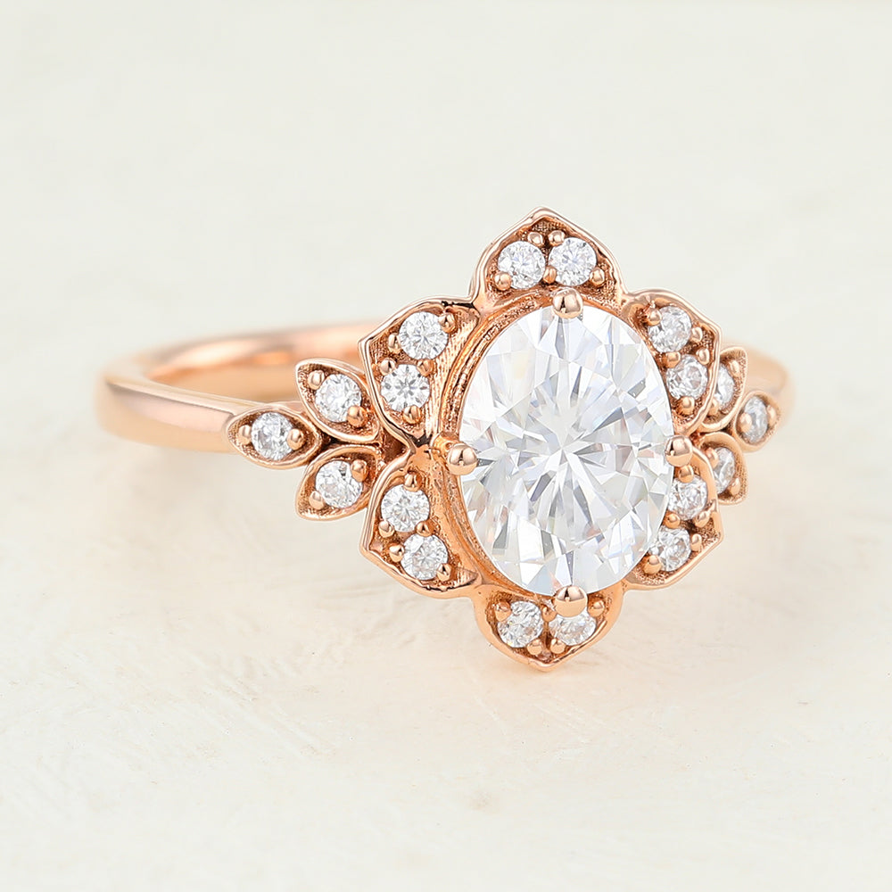 Oval Cluster Lab-Grown Diamond Engagement Ring