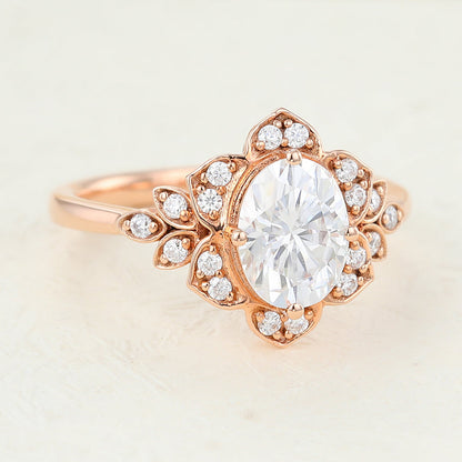 Oval Cluster Lab-Grown Diamond Engagement Ring