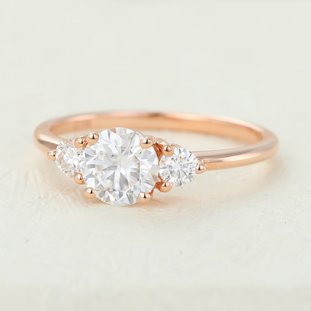 Round Three Stone Lab-Grown Diamond Engagement Ring