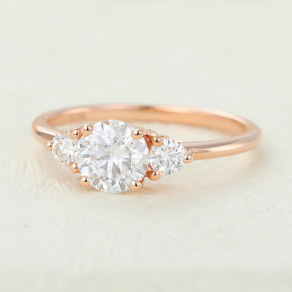 Round Three Stone Lab-Grown Diamond Engagement Ring