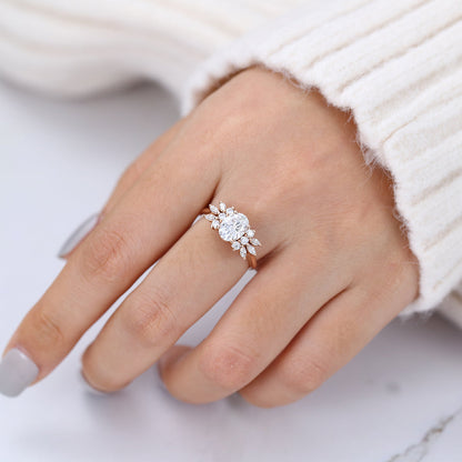 Oval Cluster Lab-Grown Diamond Engagement Ring