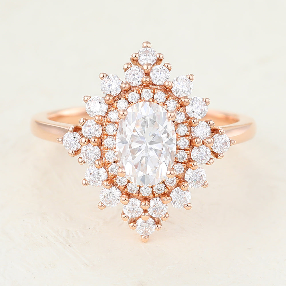 Oval Cluster Lab-Grown Diamond Engagement Ring