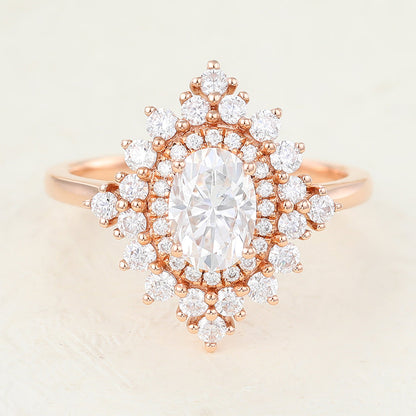 Oval Cluster Lab-Grown Diamond Engagement Ring