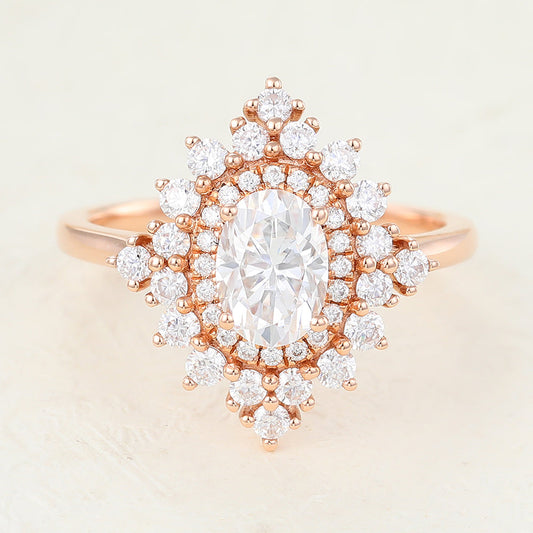 Oval Cluster Lab-Grown Diamond Engagement Ring