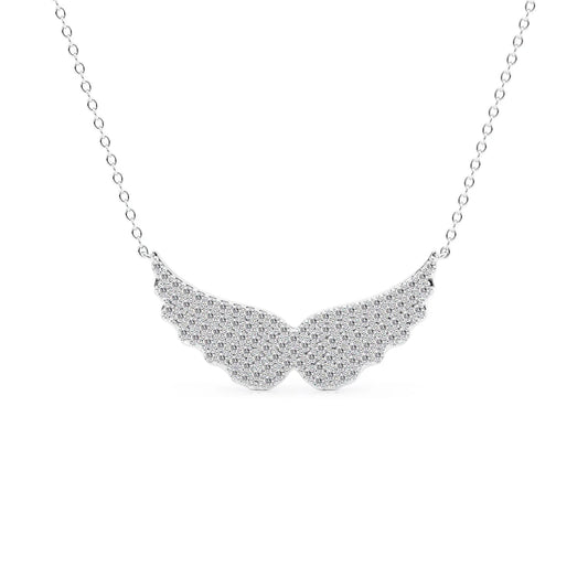 0.65 CT Round Shape Moissanite Angle Wings Necklace