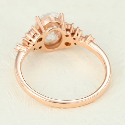 Oval Cluster Lab-Grown Diamond Engagement Ring