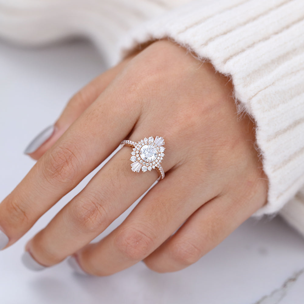 Round Cluster Lab-Grown Diamond Engagement Ring