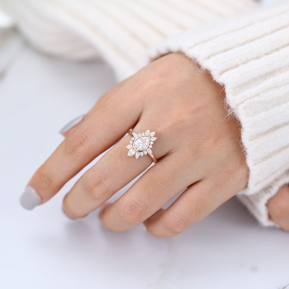 Pear Cluster Lab-Grown Diamond Engagement Ring