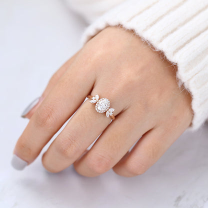 Oval Cluster Lab-Grown Diamond Engagement Ring