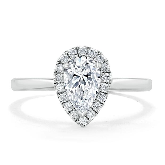 1.0 CT Pear Cut Halo Moissanite Engagement Ring 3