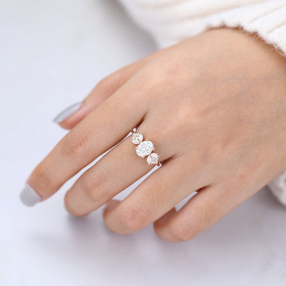 Oval Cluster Lab-Grown Diamond Engagement Ring