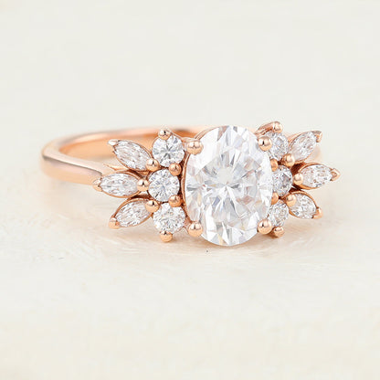 Oval Cluster Lab-Grown Diamond Engagement Ring