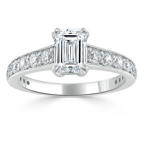 0.75 CT Emerald Cut Solitaire Moissanite Engagement Ring 2