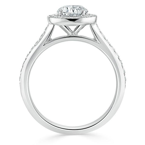 0.75 CT Round Cut Halo Pave Moissanite Engagement Ring 4