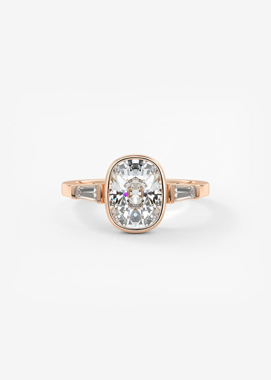 Cushion Three Stones Lab Grown Diamond Engagement Ring