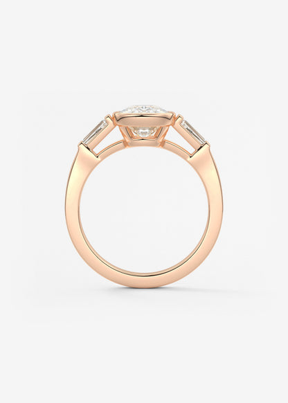Cushion Three Stones Lab Grown Diamond Engagement Ring