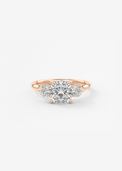 Cushion Three Stone Lab Grown Diamond Engagement Ring