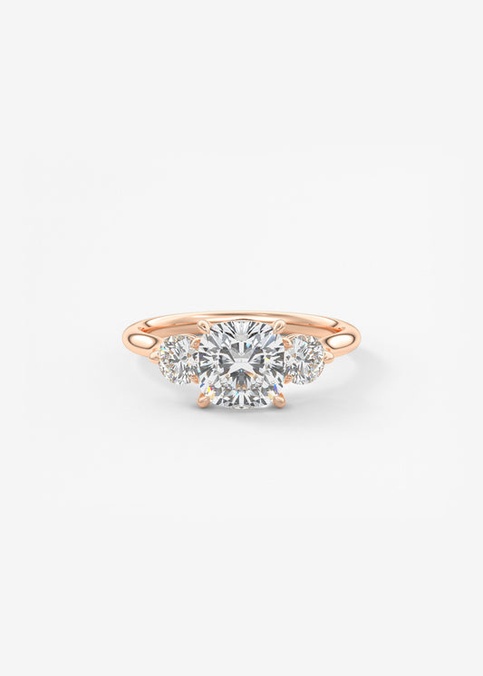 Cushion Three Stone Lab Grown Diamond Engagement Ring
