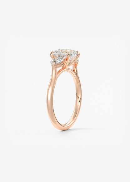 Cushion Three Stone Lab Grown Diamond Engagement Ring