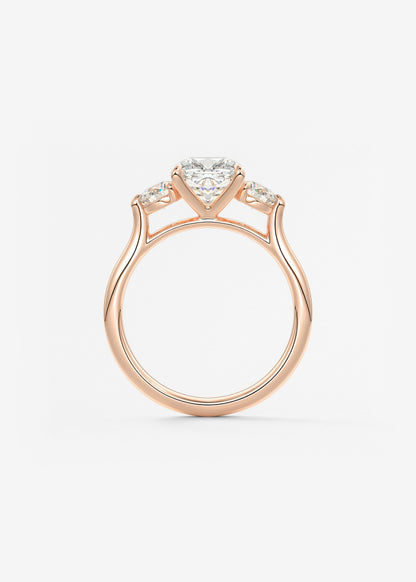 Cushion Three Stone Lab Grown Diamond Engagement Ring