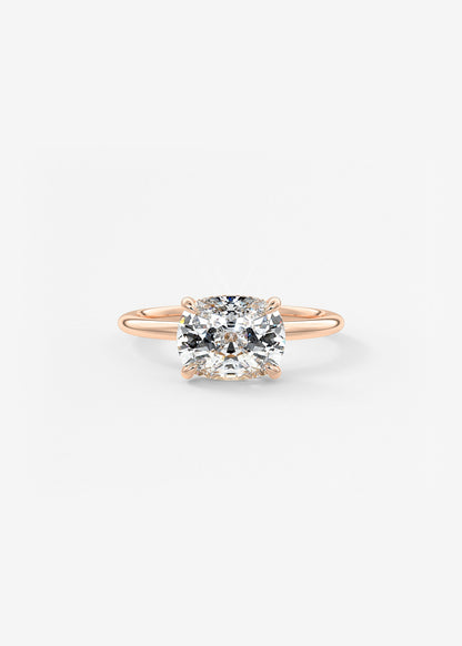 Elongated Cushion East West Hidden Halo Lab Grown Diamond Engagement Ring