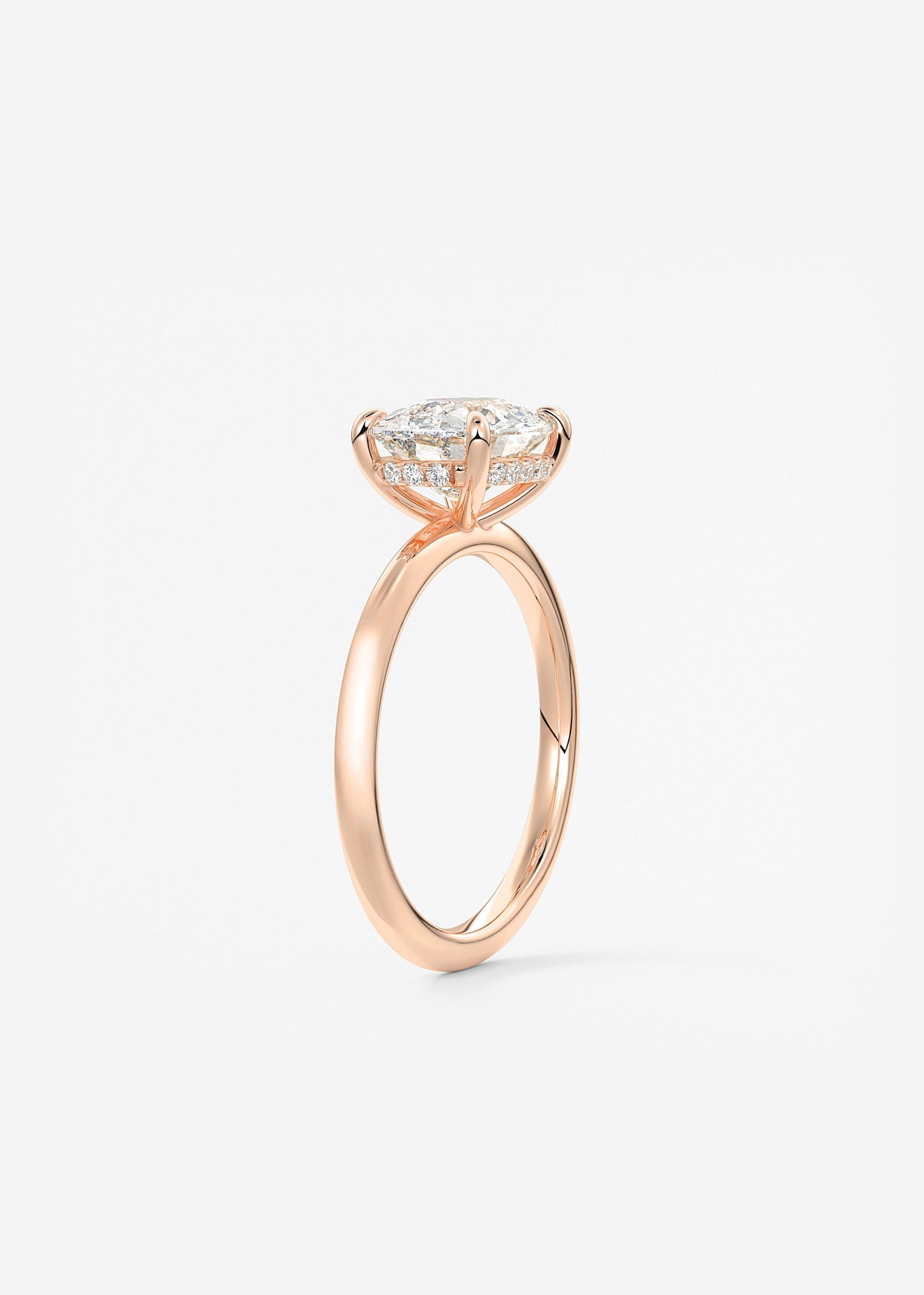 Elongated Cushion East West Hidden Halo Lab Grown Diamond Engagement Ring
