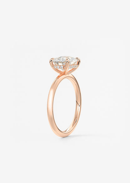 Elongated Cushion East West Hidden Halo Lab Grown Diamond Engagement Ring