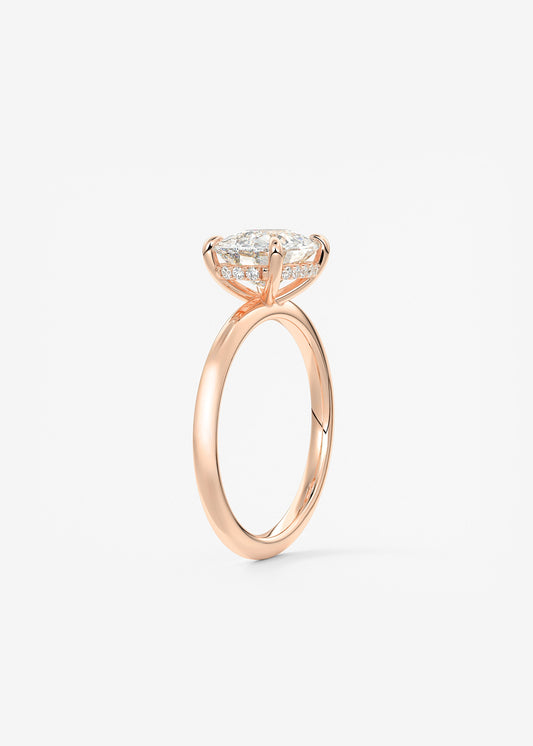 Elongated Cushion East West Hidden Halo Lab Grown Diamond Engagement Ring