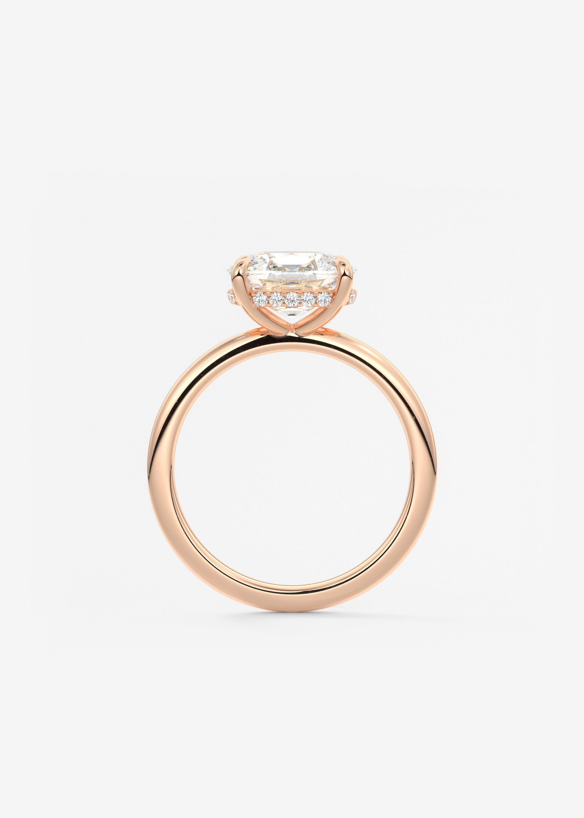 Elongated Cushion East West Hidden Halo Lab Grown Diamond Engagement Ring