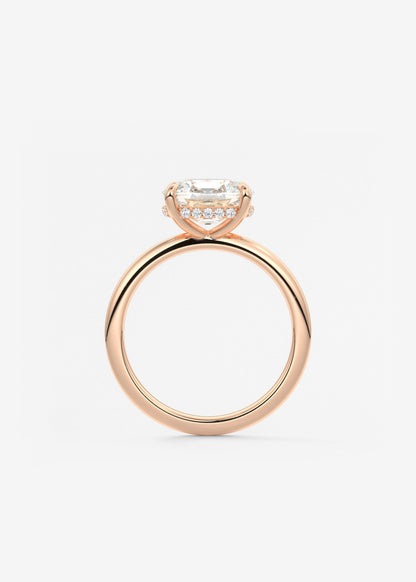 Elongated Cushion East West Hidden Halo Lab Grown Diamond Engagement Ring