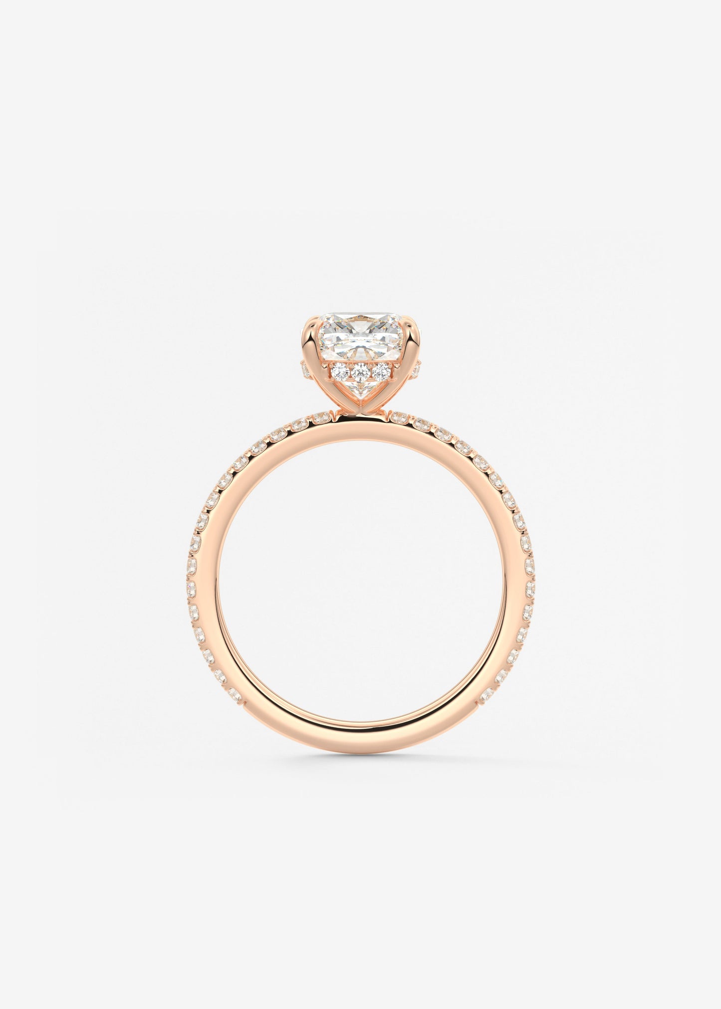 Cushion Hidden Halo Pave Lab Grown Diamond Engagement Ring