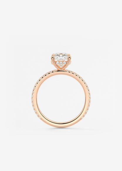 Cushion Hidden Halo Pave Lab Grown Diamond Engagement Ring