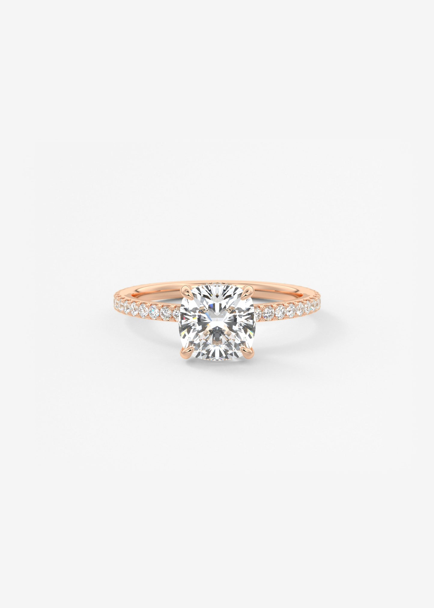 Cushion Hidden Halo Pave Lab Grown Diamond Engagement Ring